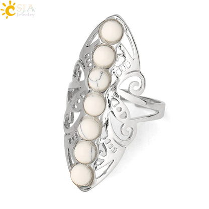 7 Chakra Stone Bead Finger Meditation Healing Point Yoga Ring
