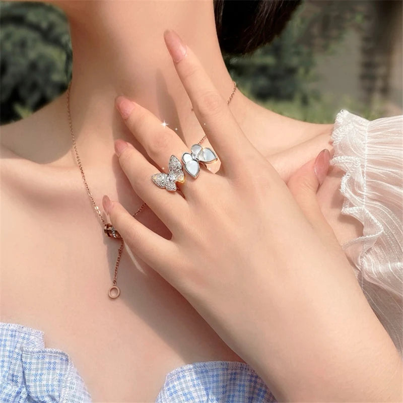 Natural Stone Butterfly Zircon Rings
