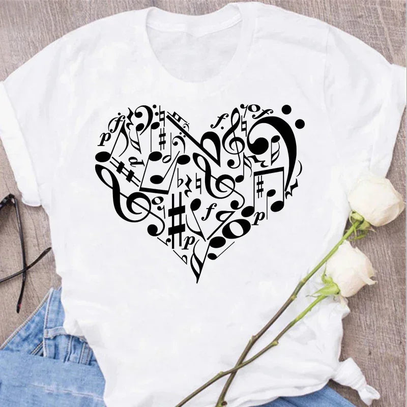 Funny Music Art Short Sleeves Black T-shirt