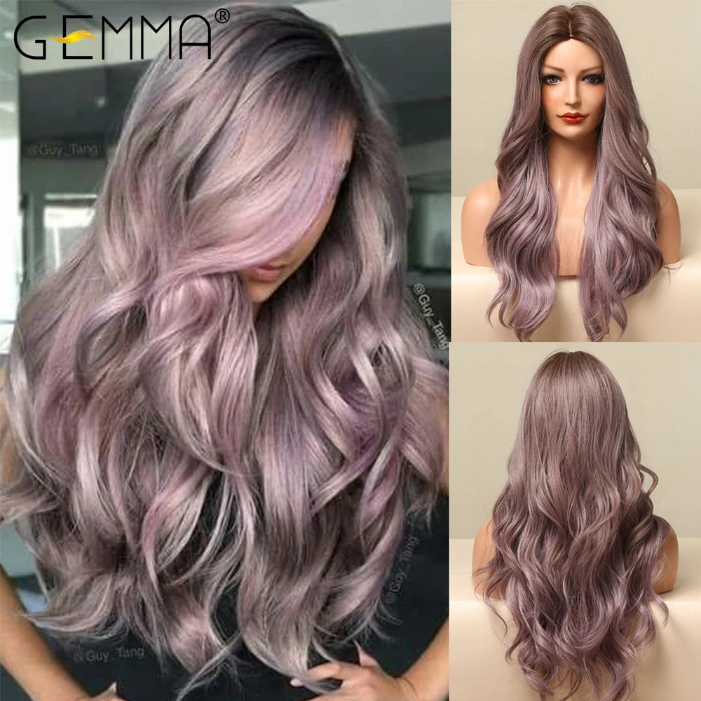 Brown Blonde Long Straight Synthetic Wigs
