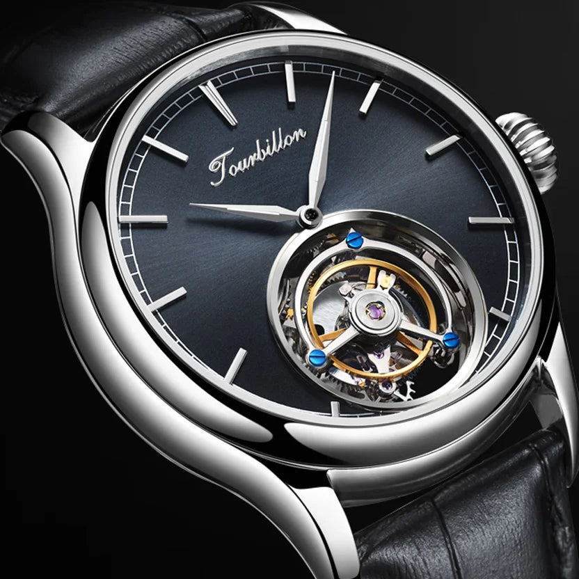 Real Tourbillon Mechanical Automatic Mechanical Sapphire Glass Stainless Steel Wristwatch