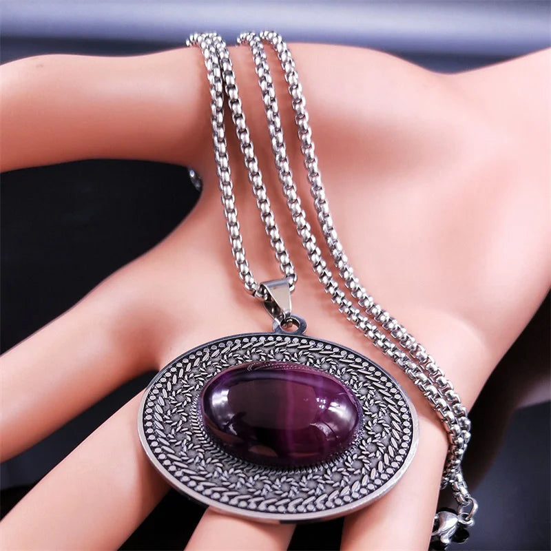 Stainless Steel Bohemia Natural Stone Vintage Necklaces