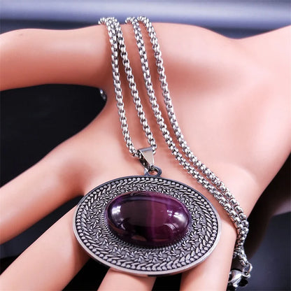 Stainless Steel Bohemia Natural Stone Vintage Necklaces