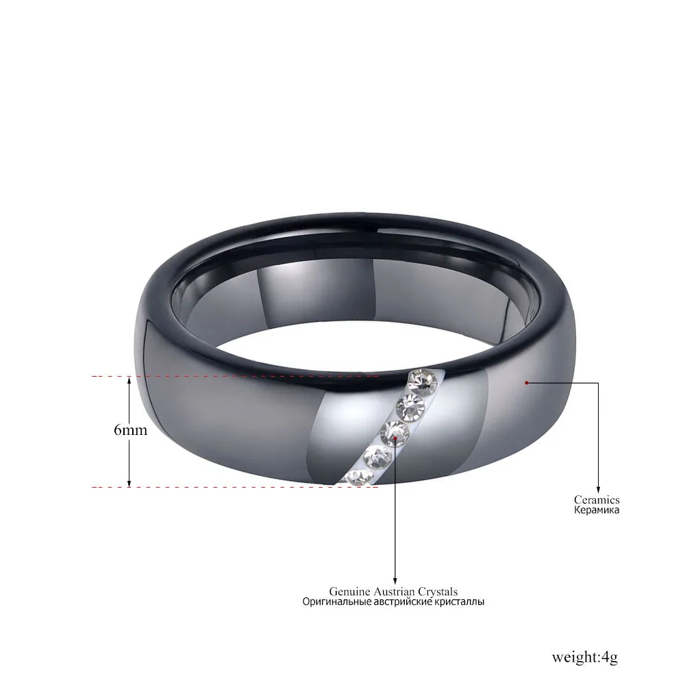 DANA Black Ceramic Crystal Ring