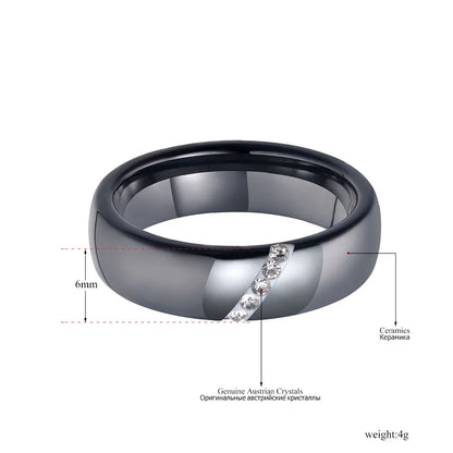 DANA Black Ceramic Crystal Ring