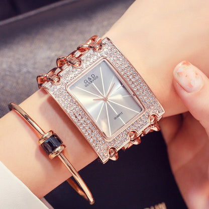 Three Chain Rhinestone Quartz Wrist Watches