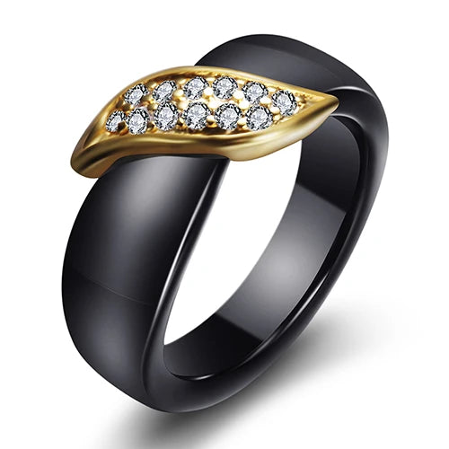 DANA Crystal Leaf Ceramic Rings