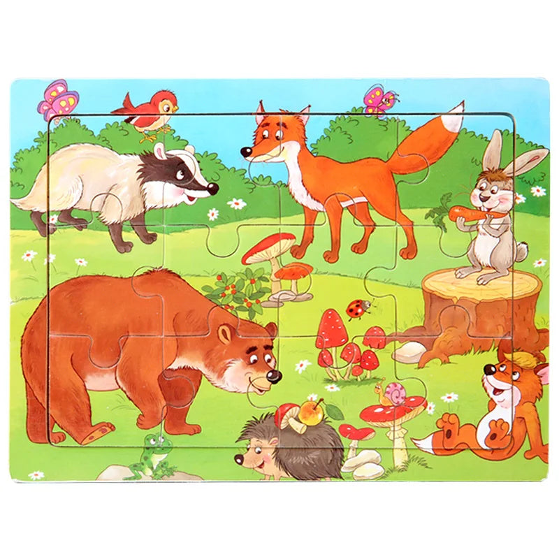 15*11cm 3D Puzzle Cartoon Animals Wood Puzzle Kids