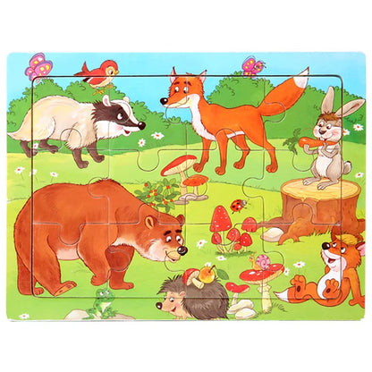 15*11cm 3D Puzzle Cartoon Animals Wood Puzzle Kids