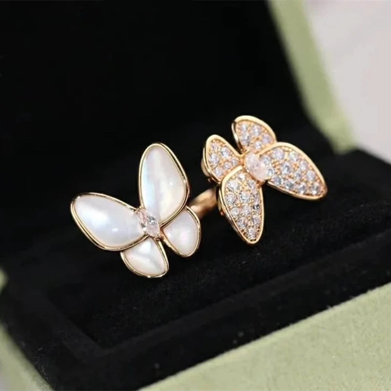 Natural Stone Butterfly Zircon Rings