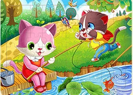 60Pcs Cartoon Wooden Puzzle Children Animal Vehicle Toys