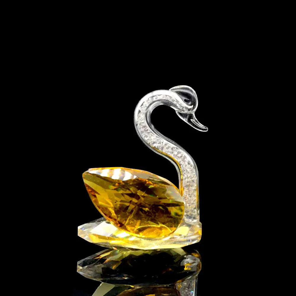 Diamond Swan Crystal Figurines Glass Ornament Table Decoration
