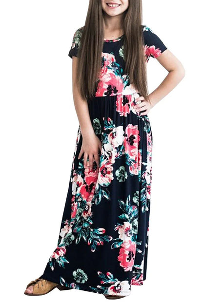 Baby Girl Striped Print Long Dress Toddler Bohemian Flower Dress