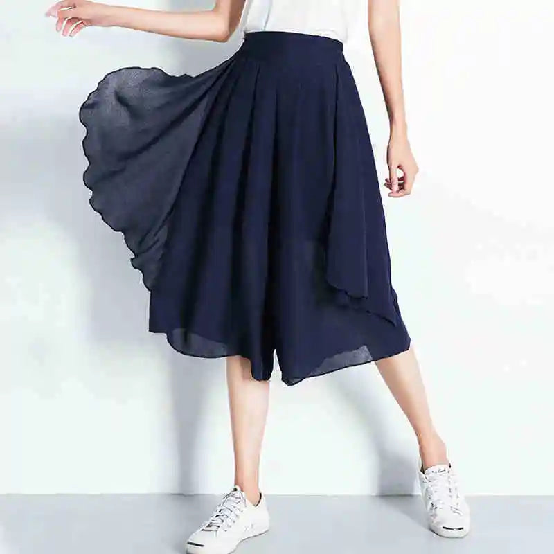 High Waist Slim Chiffon Pants Skirts