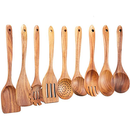 1-9Pcs/set Wooden Kitchen Utensils Set