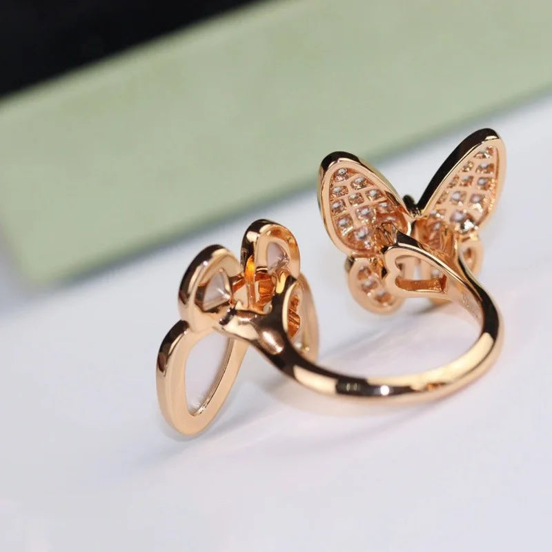 Natural Stone Butterfly Zircon Rings