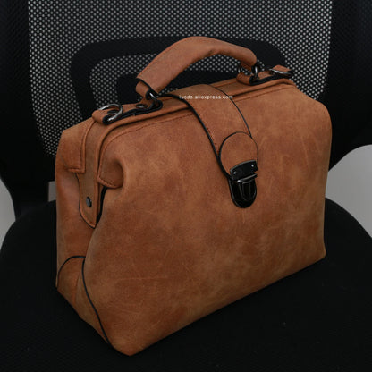 Plaid Rivets Design Doctor Crossbody High Quality PU Leather Tote Bags