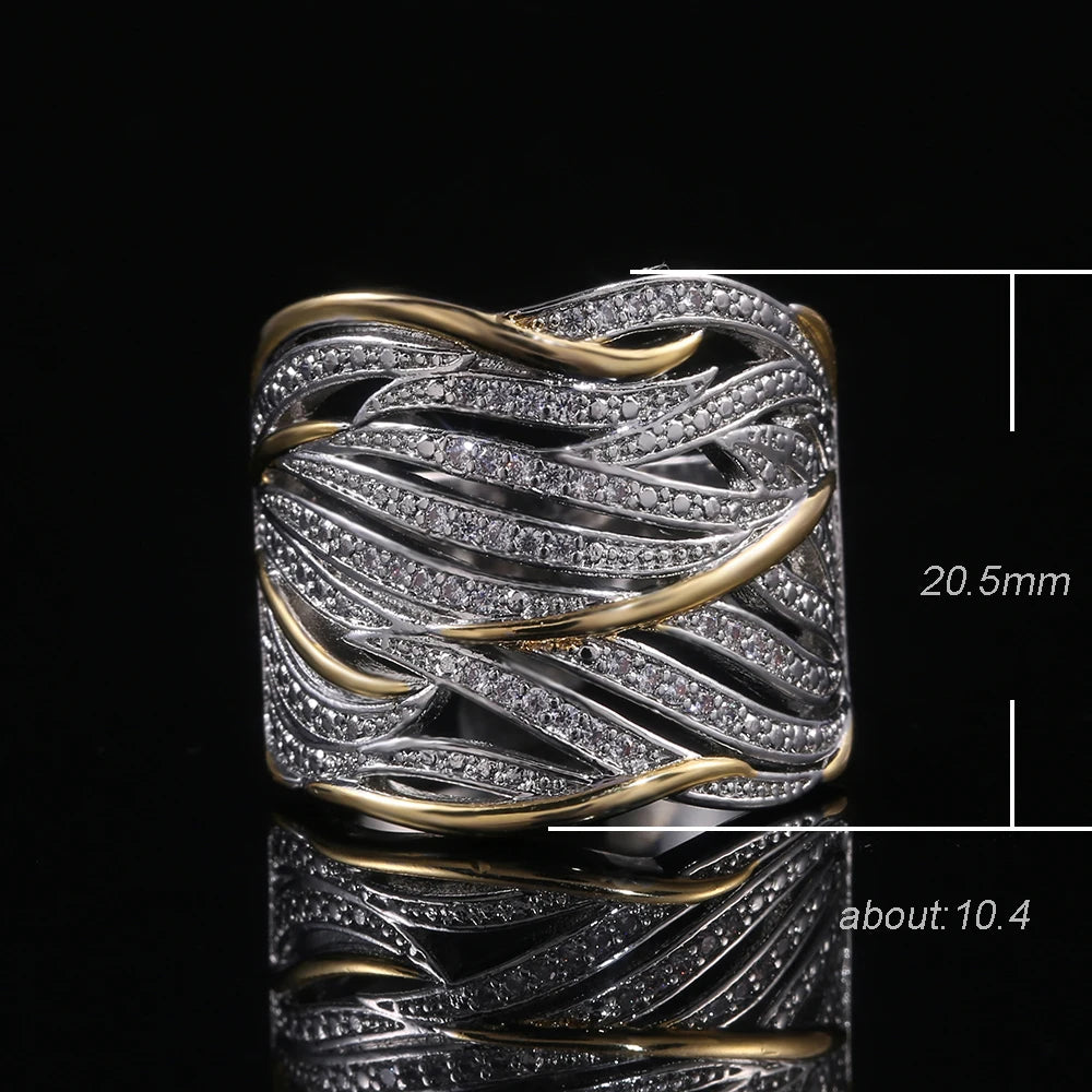 Hollow Luxury Inlaid Sparkling Cubic Zirconia Rings