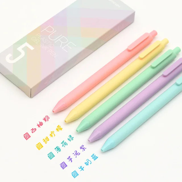 5Pcs/Pack Kaco Gel Pen Kawaii Push Sign Pens with Refill for Gel Pen