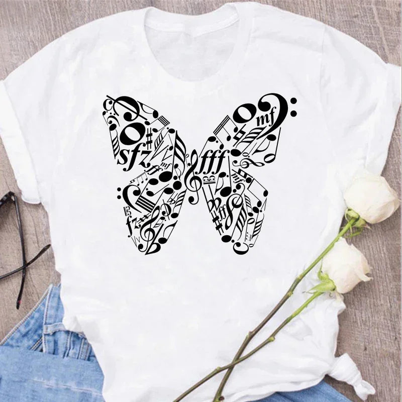 Funny Music Art Short Sleeves Black T-shirt