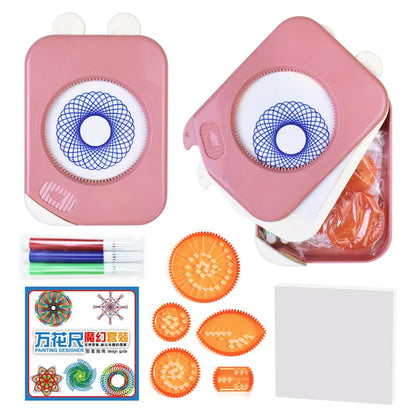 Drawing Toys Storage Interlocking Gears Wheels Painting Drawing Ruler Paper Pens Set