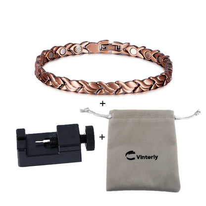 Magnetic Pure Copper 6.5mm Vintage Chain Health Energy Magnet Bracelets