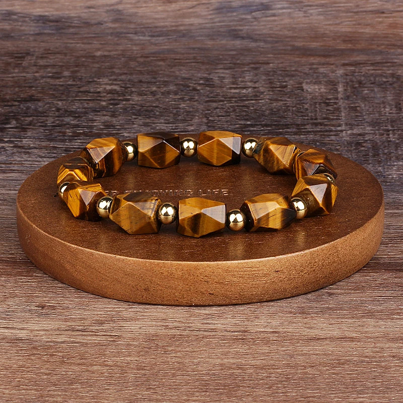 Natural Faceted Tiger Eyes Stone Reiki Bracelets