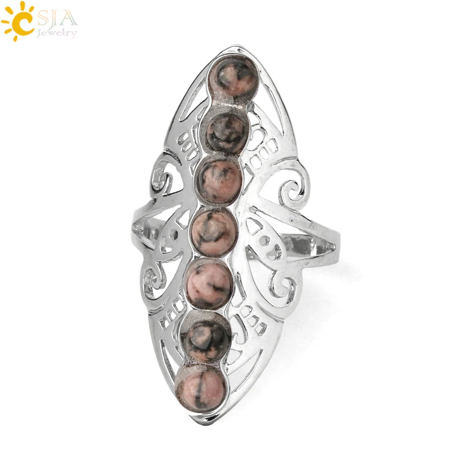7 Chakra Stone Bead Finger Meditation Healing Point Yoga Ring