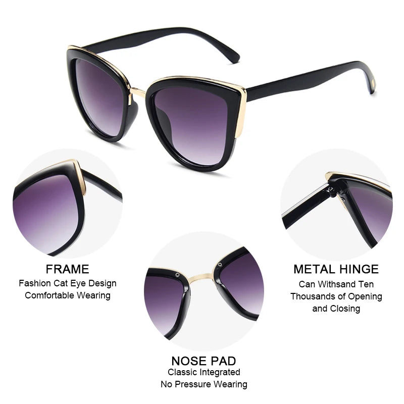 Vintage Anti-glare Cat Eye Sun Glasses