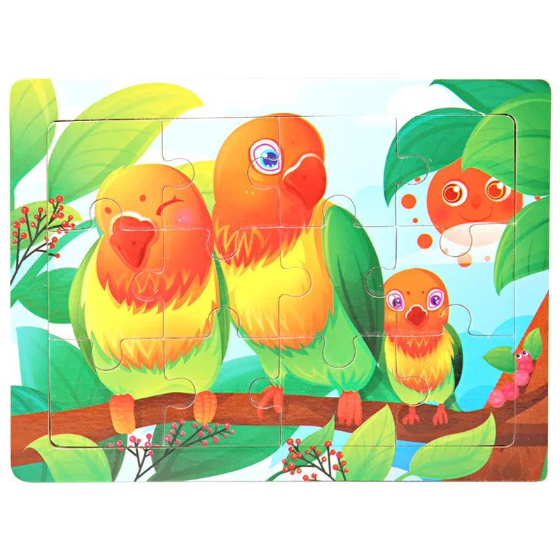 15*11cm 3D Puzzle Cartoon Animals Wood Puzzle Kids