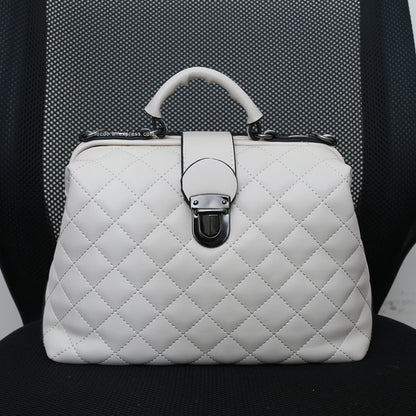 Plaid Rivets Design Doctor Crossbody High Quality PU Leather Tote Bags