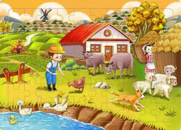 60Pcs Cartoon Wooden Puzzle Children Animal Vehicle Toys