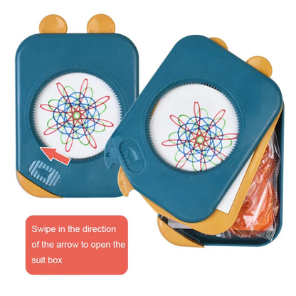 Drawing Toys Storage Interlocking Gears Wheels Painting Drawing Ruler Paper Pens Set