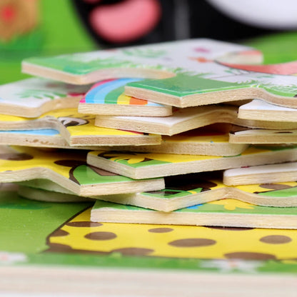 12/9 PCS Puzzles Wooden Kids Baby Wood Cartoon Toys
