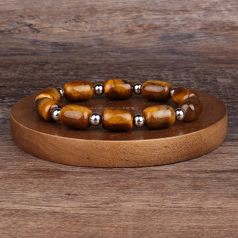 Natural Faceted Tiger Eyes Stone Reiki Bracelets