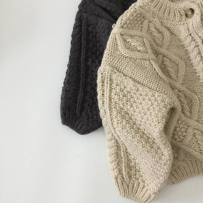 Single Breast Girls Brief Style Sweater 1-7Y