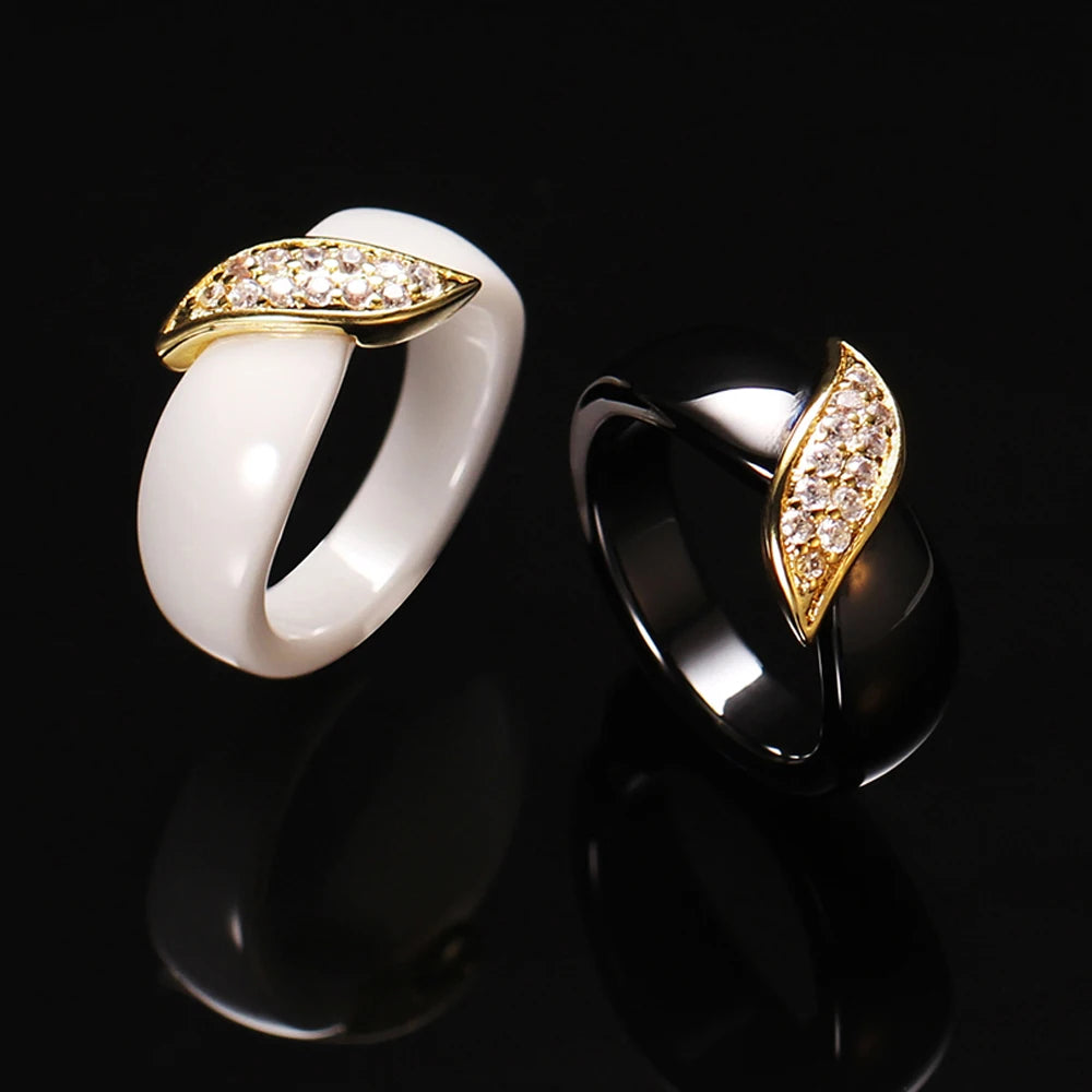 DANA Crystal Leaf Ceramic Rings