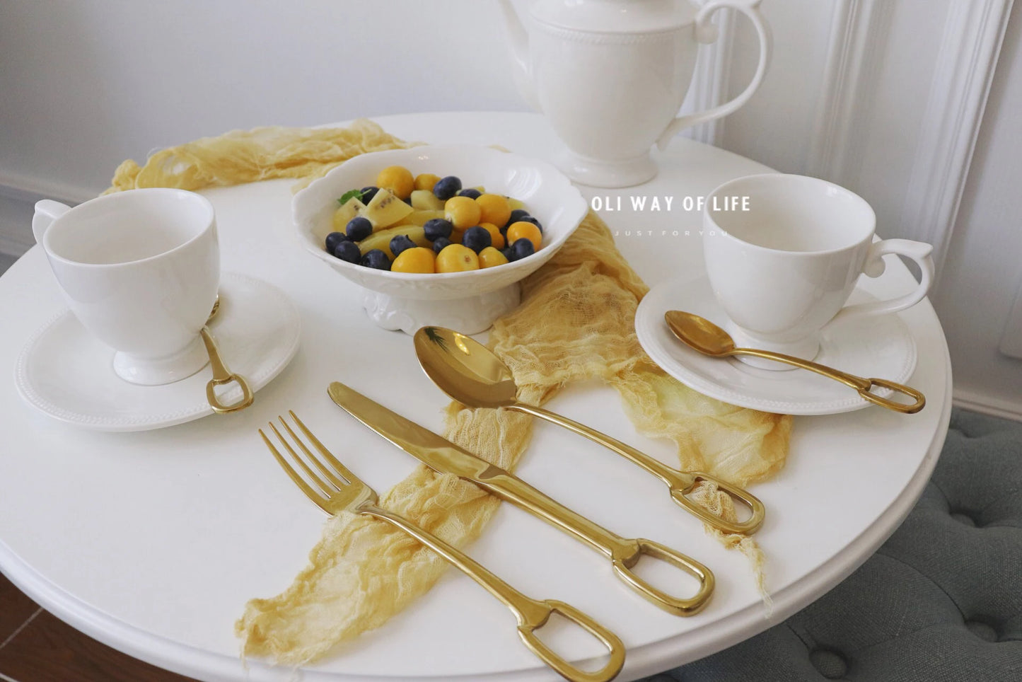 5Pcs Luxury Tableware Stainless Steel Knife Fork Spoon Cutlery Set