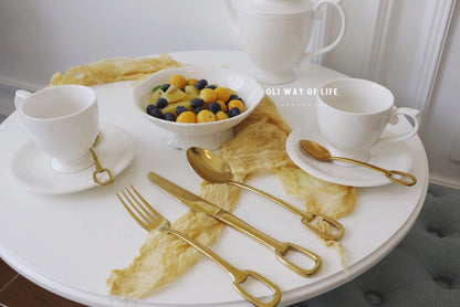 5Pcs Luxury Tableware Stainless Steel Knife Fork Spoon Cutlery Set