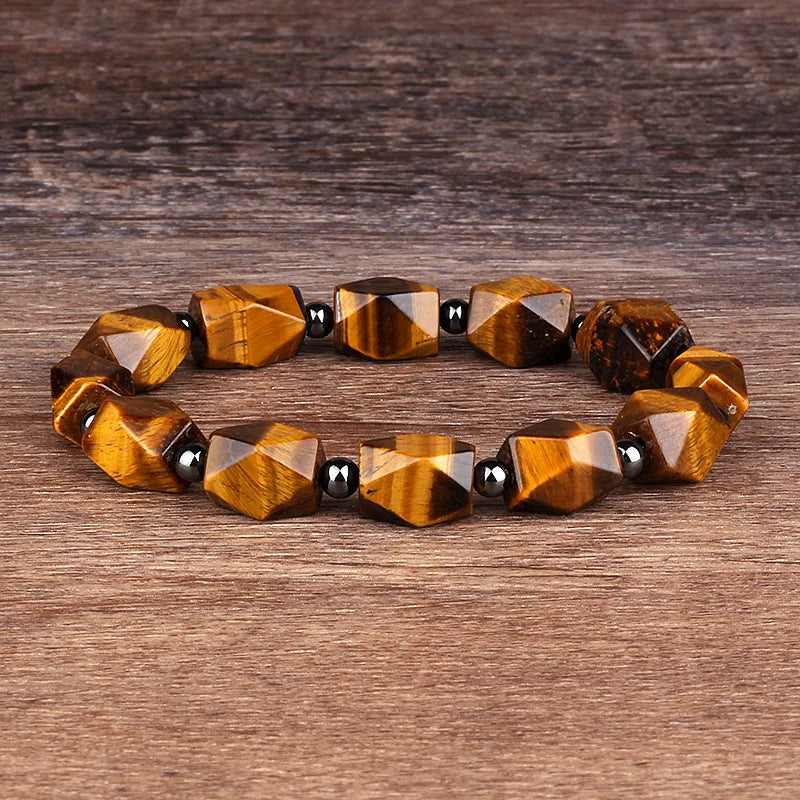 Natural Faceted Tiger Eyes Stone Reiki Bracelets