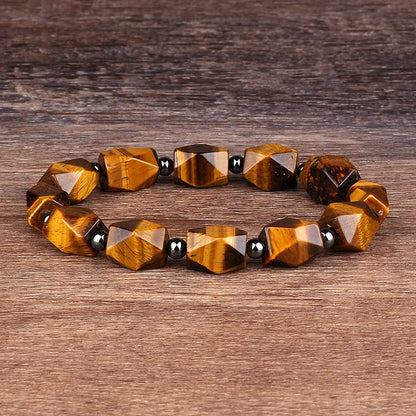 Natural Faceted Tiger Eyes Stone Reiki Bracelets