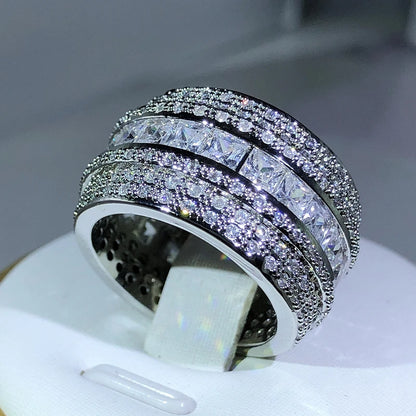 Elegant 925 Sterling Silver Exquisite White Zircon Stone Ring