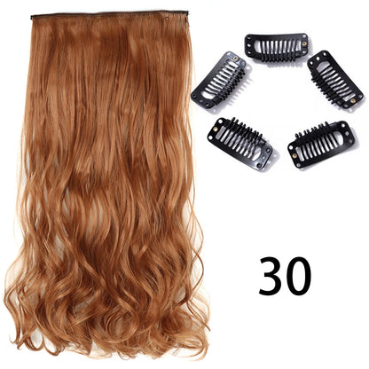 Synthetic Long Straight Clip In One Piece Hair Extension 5 Clips Fake Hair