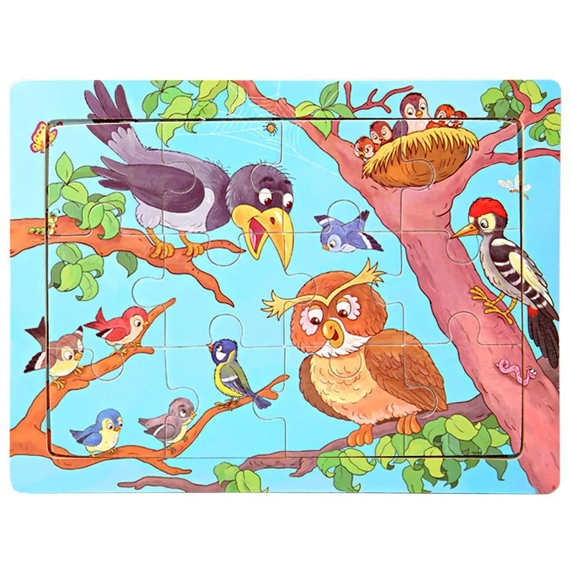15*11cm 3D Puzzle Cartoon Animals Wood Puzzle Kids
