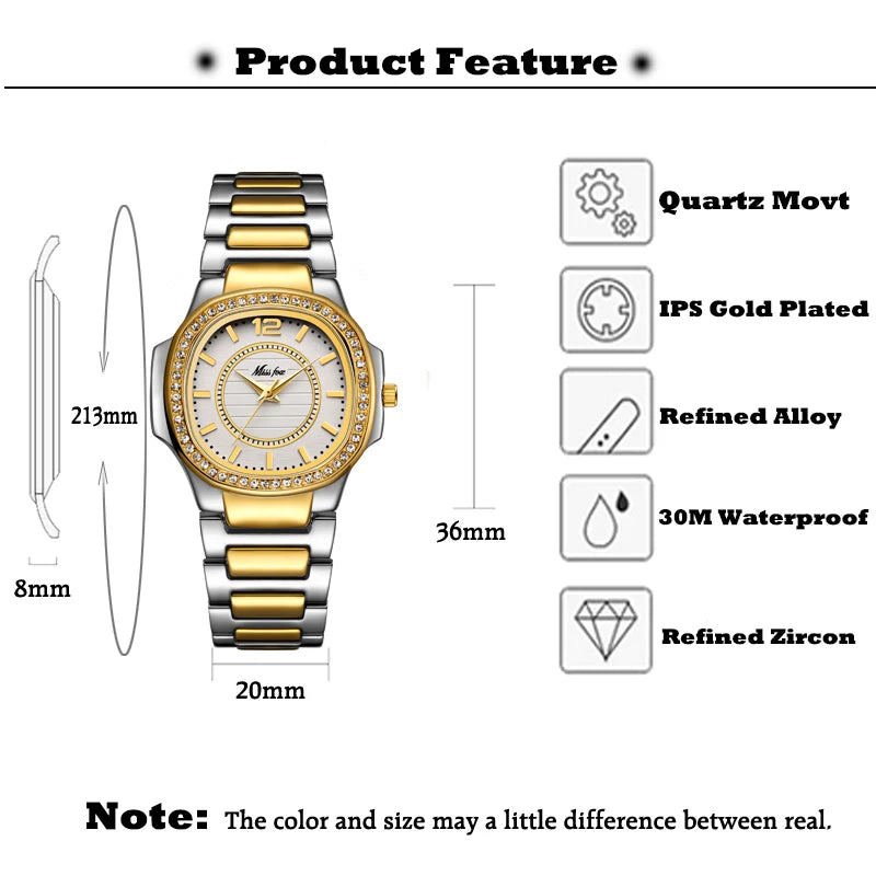 Luxury Quartz Diamond Gold Watch