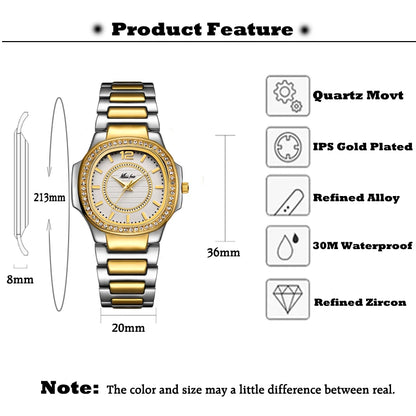 Luxury Quartz Diamond Gold Watch