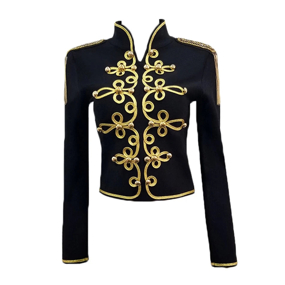 Bandage Long Sleeve Casual Sexy Black Night Jacket