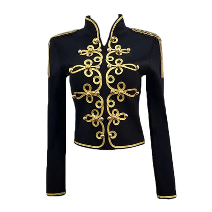 Bandage Long Sleeve Casual Sexy Black Night Jacket