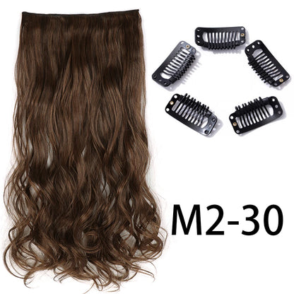 Synthetic Long Straight Clip In One Piece Hair Extension 5 Clips Fake Hair