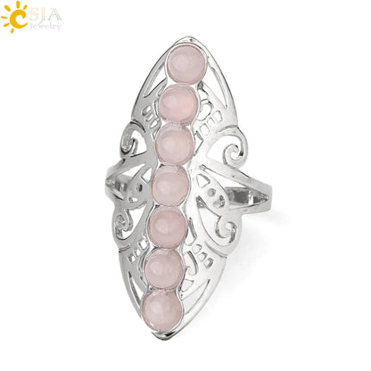 7 Chakra Stone Bead Finger Meditation Healing Point Yoga Ring